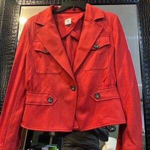 CAbi Red Women's Blazer with Gathered fitted back and Button Accents